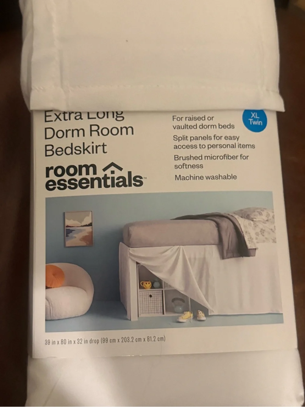 room essentials White Extra Long Dorm Room Bedskirt - XL Twin College Bound